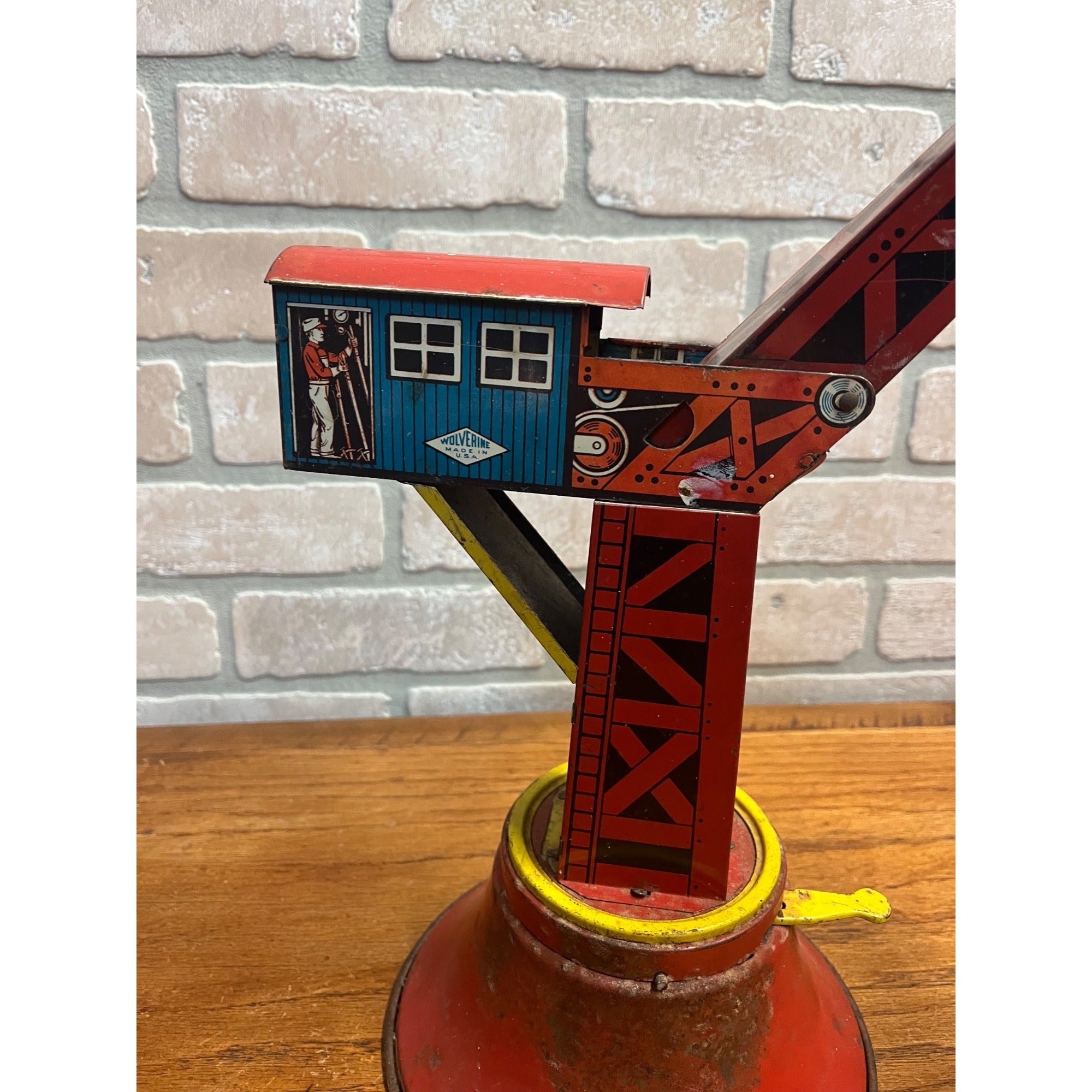 Vintage Wolverine Tin Litho Child's Toy Crane Shovel No. 20 - Works