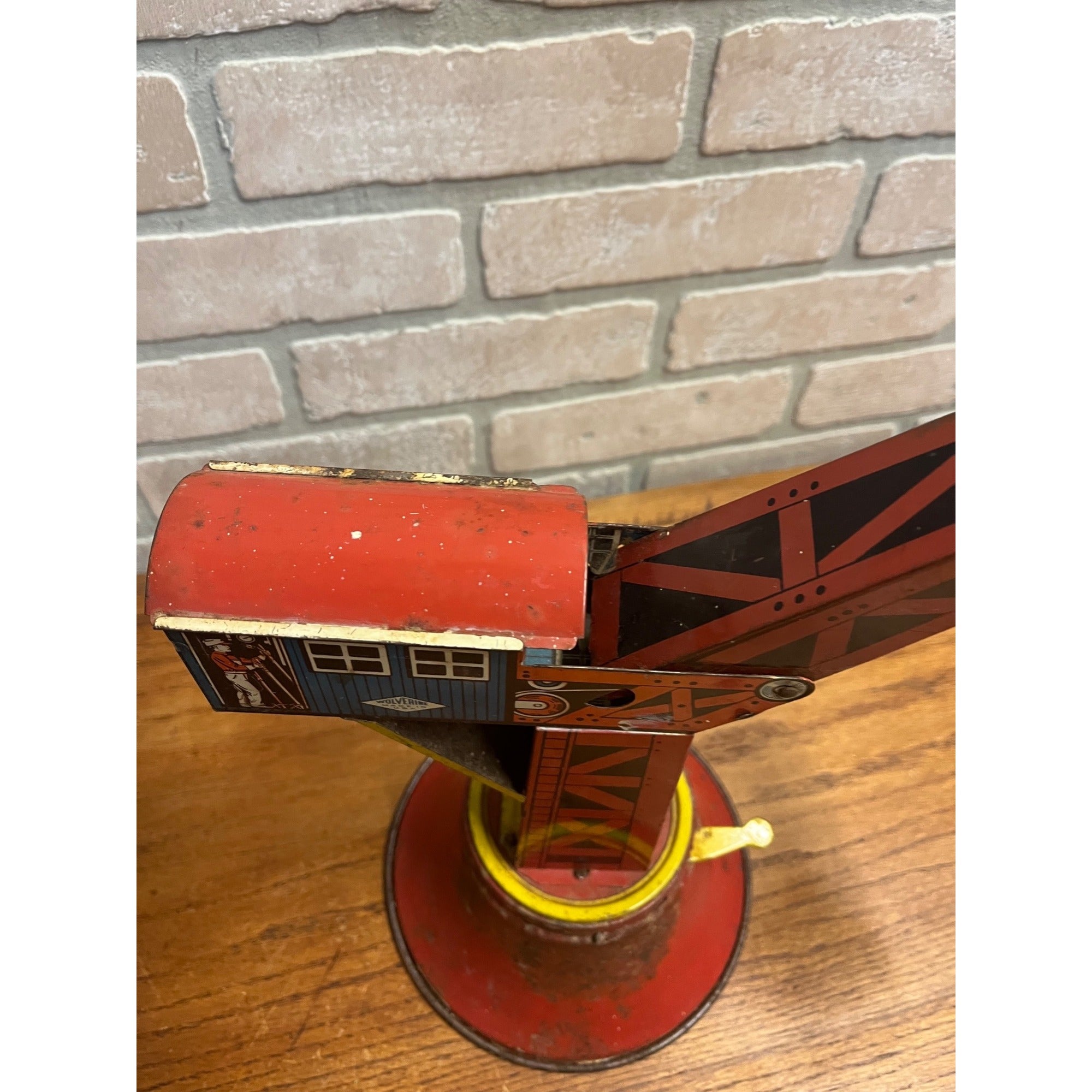 Vintage Wolverine Tin Litho Child's Toy Crane Shovel No. 20 - Works