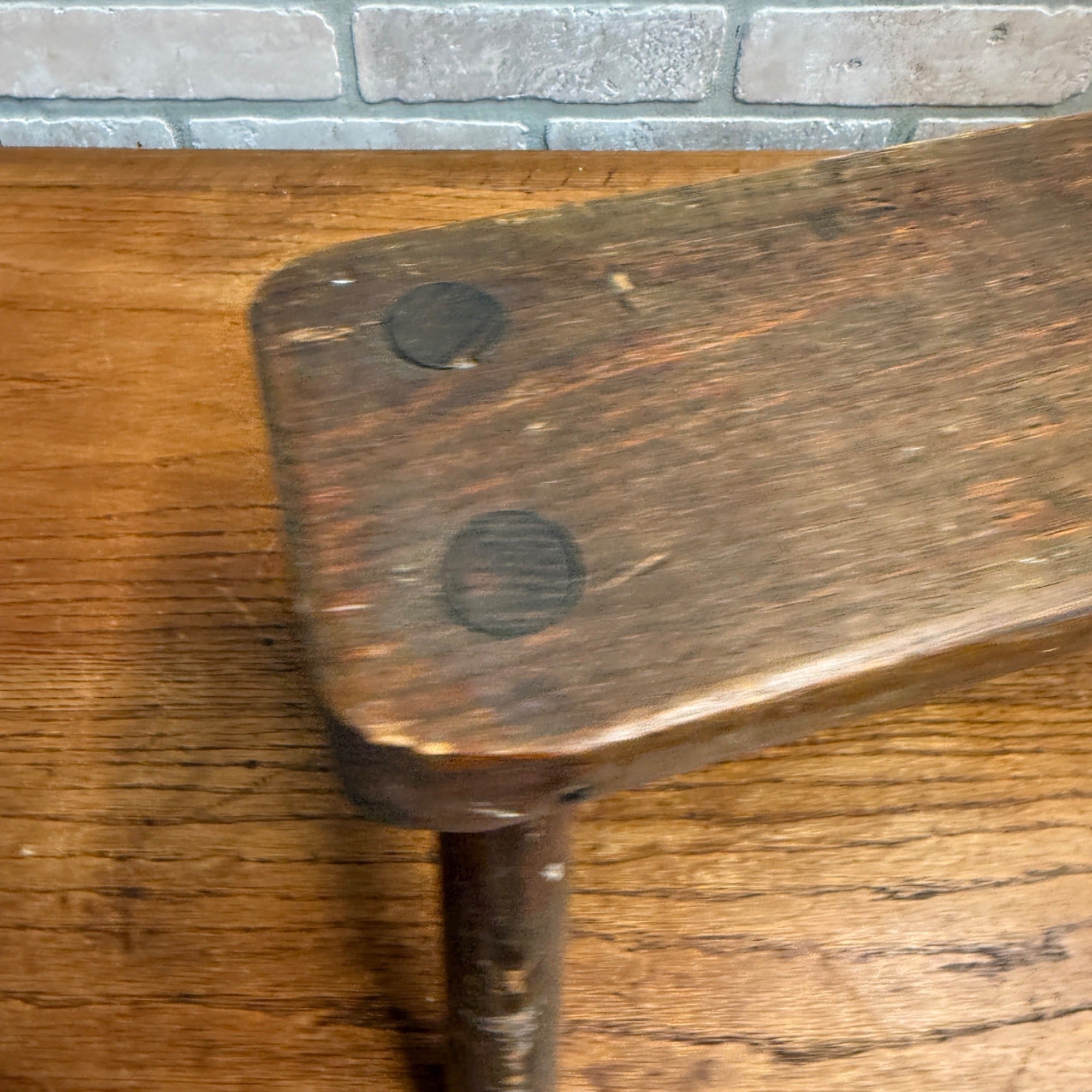 Antique Rustic Wooden Primitive Stool Log 4-Legged Seat Cabin Decor 1930s.