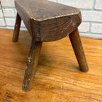 Antique Rustic Wooden Primitive Stool Log 4-Legged Seat Cabin Decor 1930s.