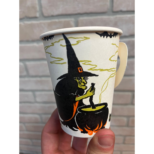 Vintage Halloween Witch, Cauldron, & Black Cat Paper Party Cup Hallmark