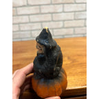 Vintage Halloween Kneeling Witch Pumpkin Paper Mache Pulp Candy Container