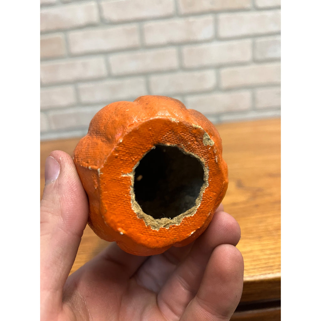 Vintage Halloween Kneeling Witch Pumpkin Paper Mache Pulp Candy Container