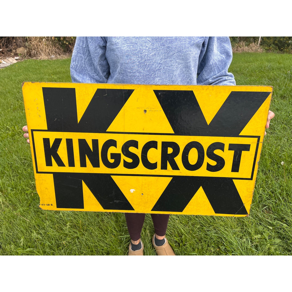 Vintage Kingscrost Double Sided Masonite Sign 18" x 30" Farm  Advertising