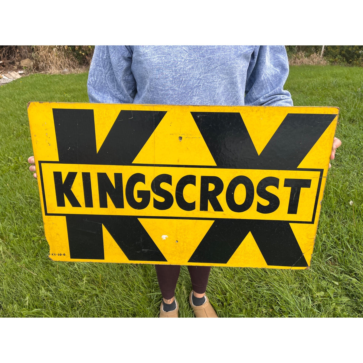 Vintage Kingscrost Double Sided Masonite Sign 18" x 30" Farm  Advertising