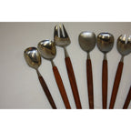 11 Vintage Rostfri Swedish MCM Salad Serving Spoons Utensils Stainless & Teak