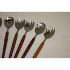 11 Vintage Rostfri Swedish MCM Salad Serving Spoons Utensils Stainless & Teak