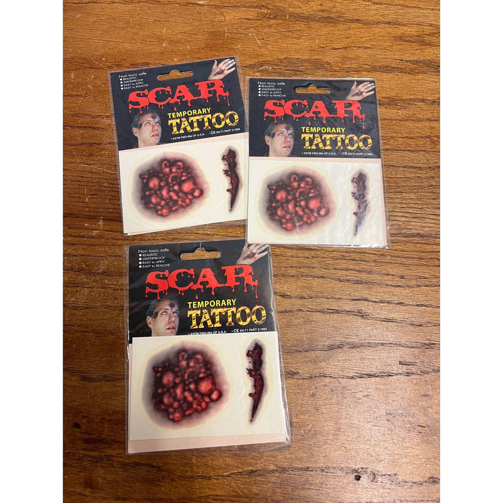 Vintage Halloween Scar Temporary Tattoo Deadstock NOS NEW M-Mark 1998