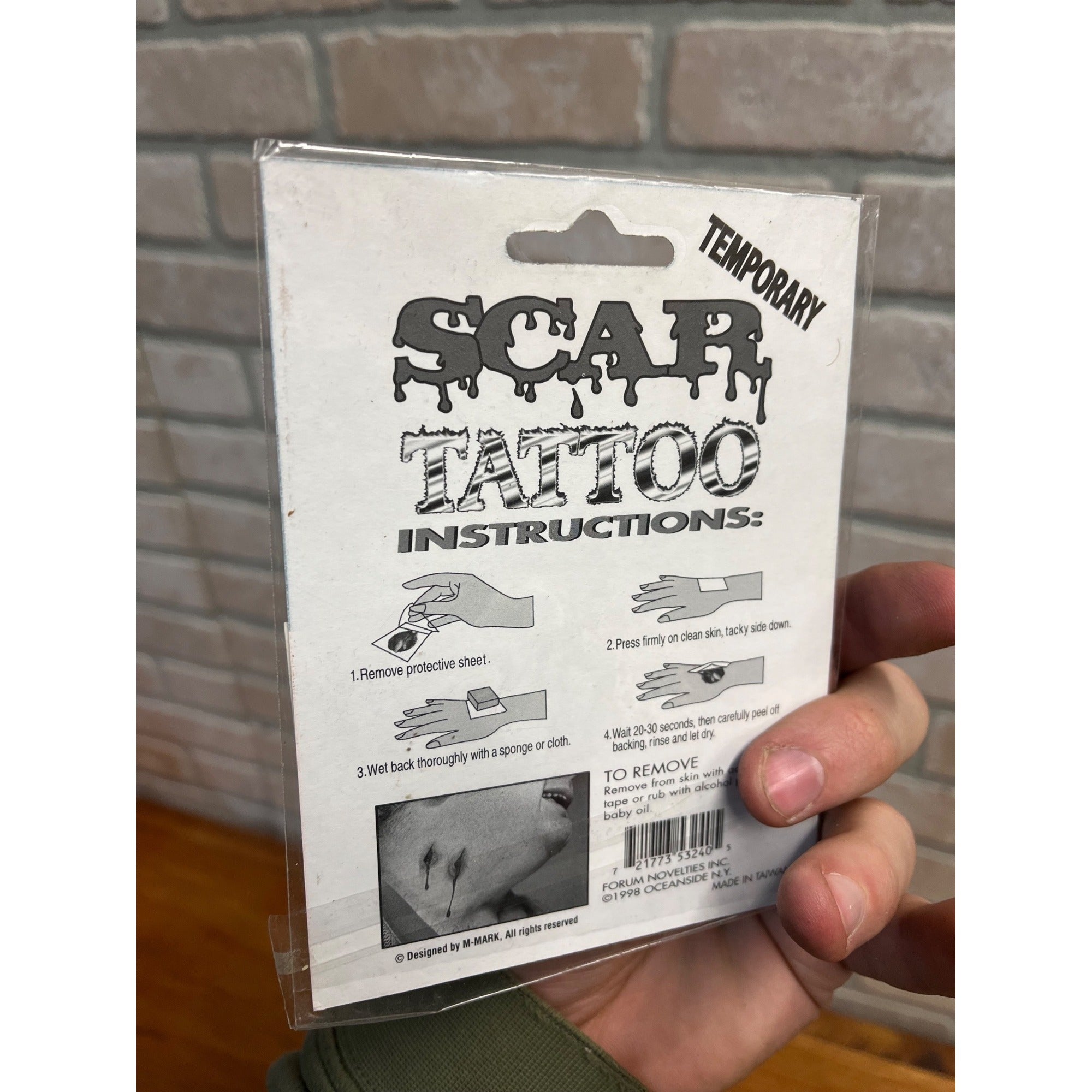 Vintage Halloween Scar Temporary Tattoo Deadstock NOS NEW M-Mark 1998