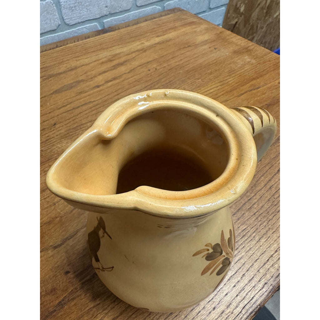 RARE Vintage HB Henriot Quimper Soleil Brown Hand-Painted Coffee Pot Pitcher