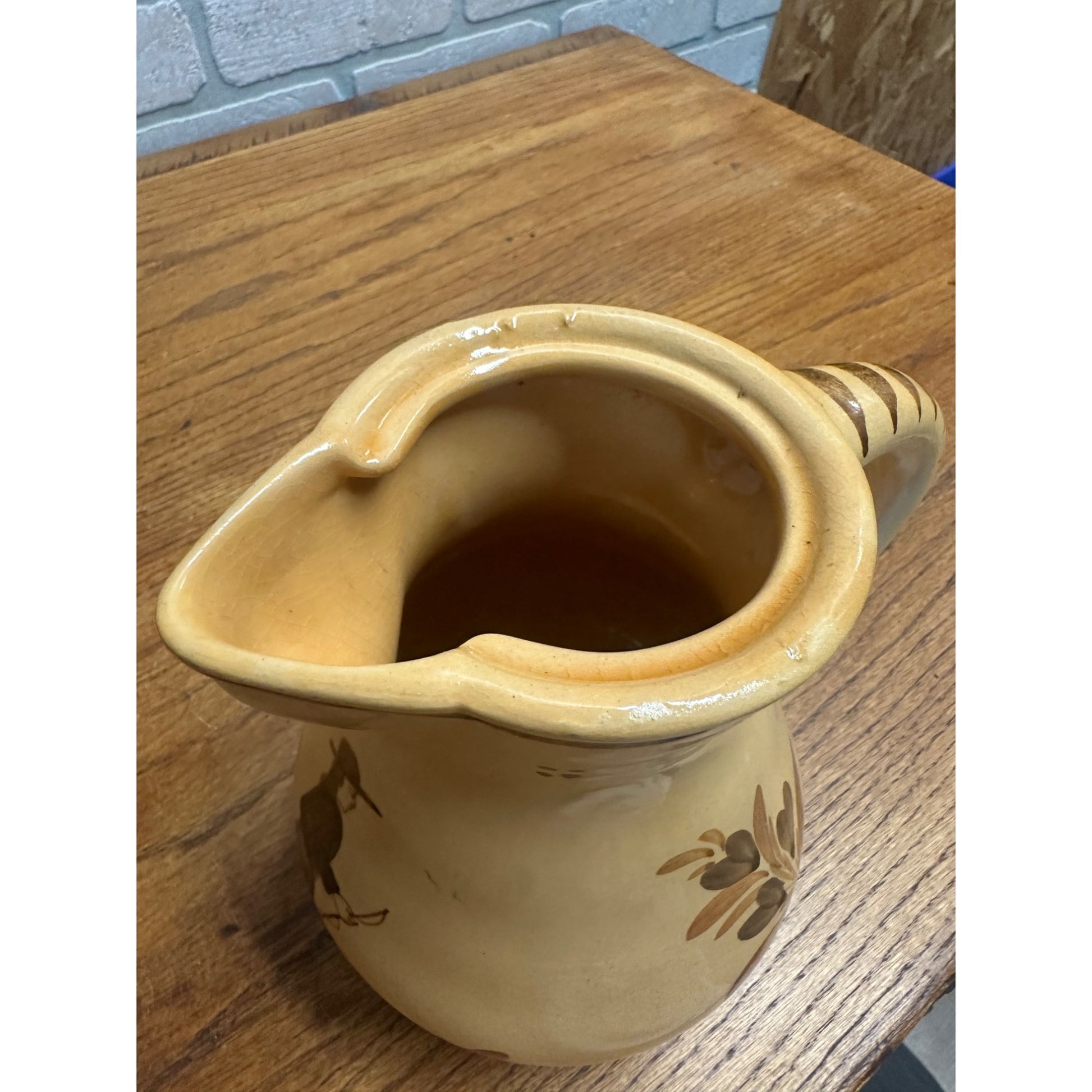 RARE Vintage HB Henriot Quimper Soleil Brown Hand-Painted Coffee Pot Pitcher