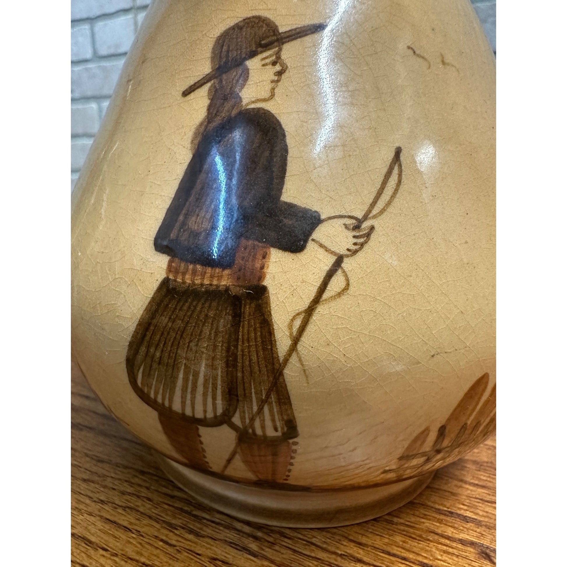 RARE Vintage HB Henriot Quimper Soleil Brown Hand-Painted Coffee Pot Pitcher