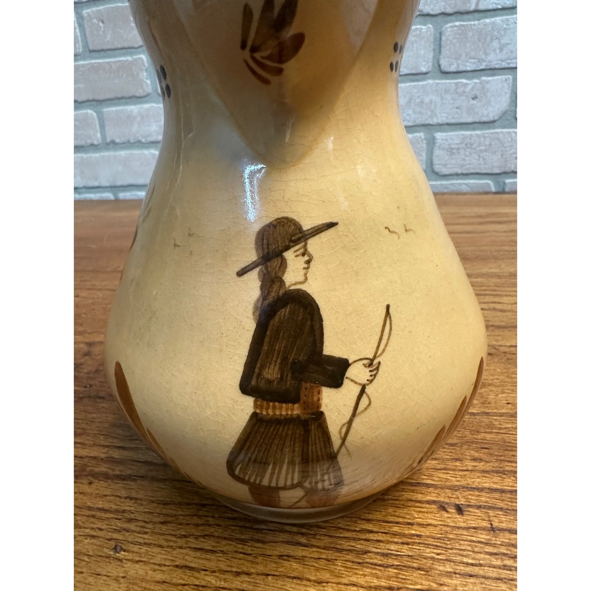 RARE Vintage HB Henriot Quimper Soleil Brown Hand-Painted Coffee Pot Pitcher