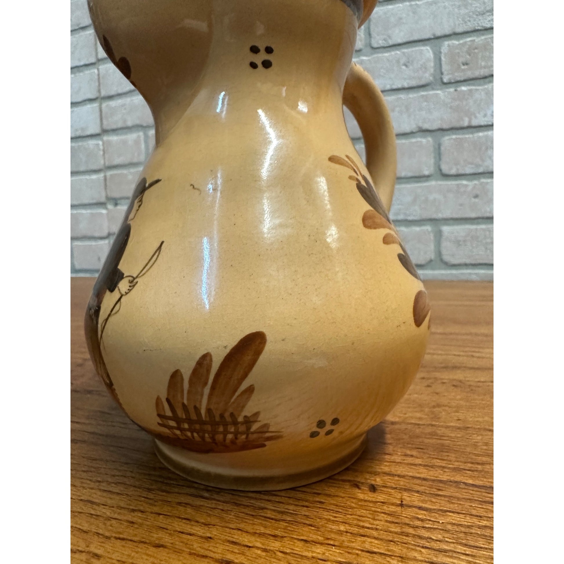 RARE Vintage HB Henriot Quimper Soleil Brown Hand-Painted Coffee Pot Pitcher
