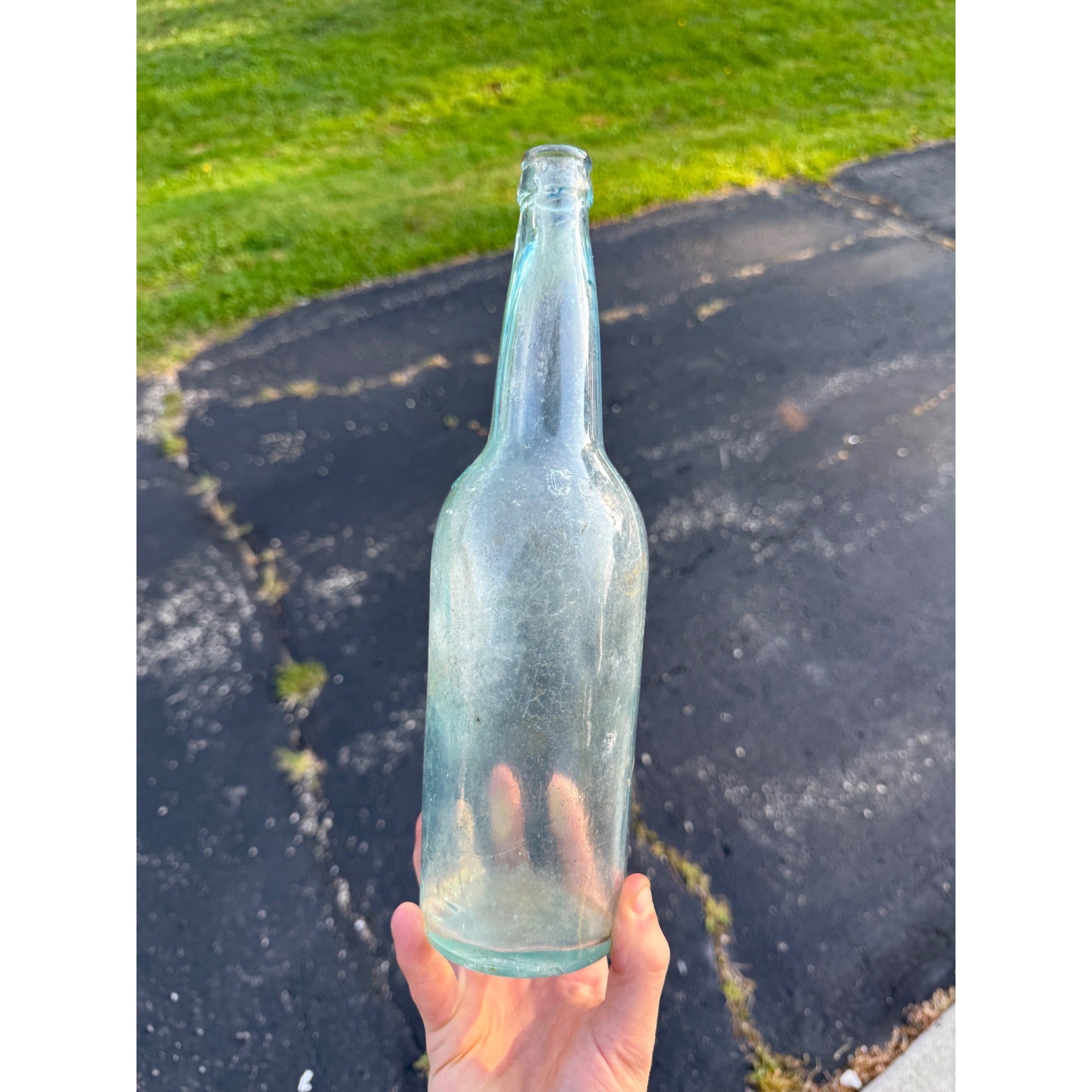 Vintage Aqua Blue KCB or K.C. & Co Emossed 11-3/4" Bottle Soda