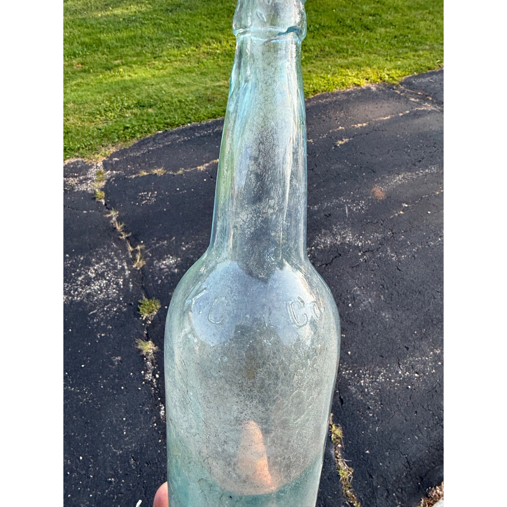 Vintage Aqua Blue KCB or K.C. & Co Emossed 11-3/4" Bottle Soda