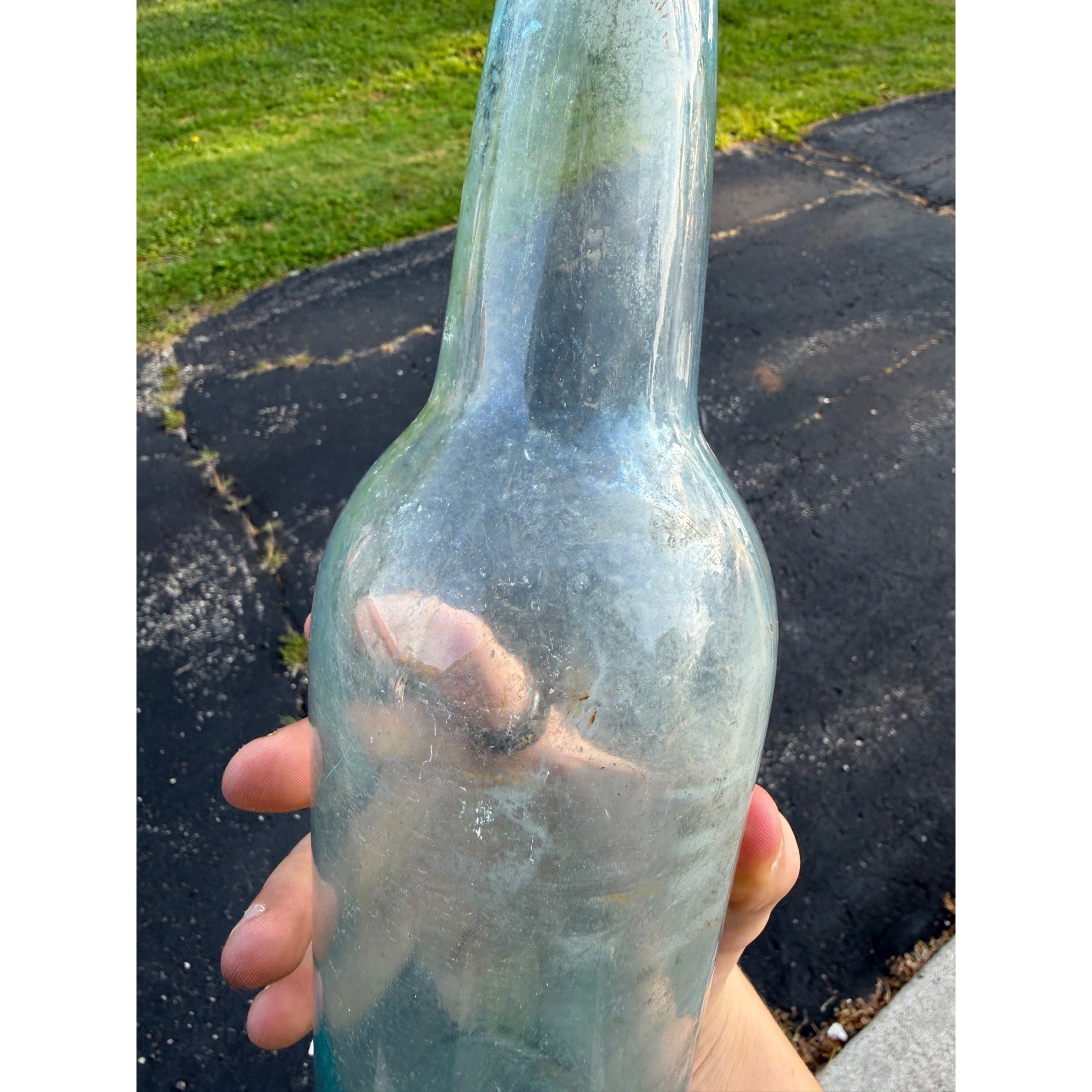 Vintage Aqua Blue KCB or K.C. & Co Emossed 11-3/4" Bottle Soda