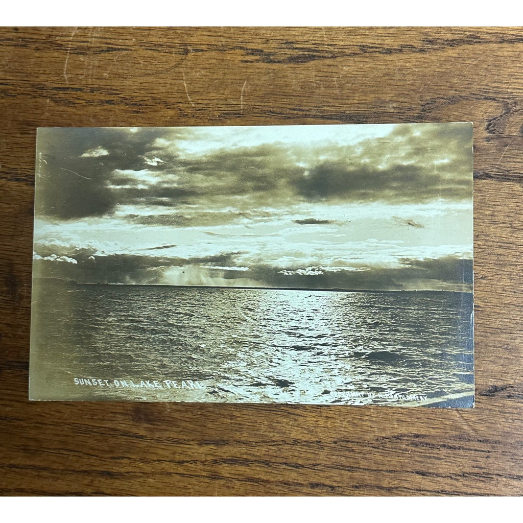 RPPC Postcard Sunset on Lake Pearl Redgranite Wisconsin WI Wis