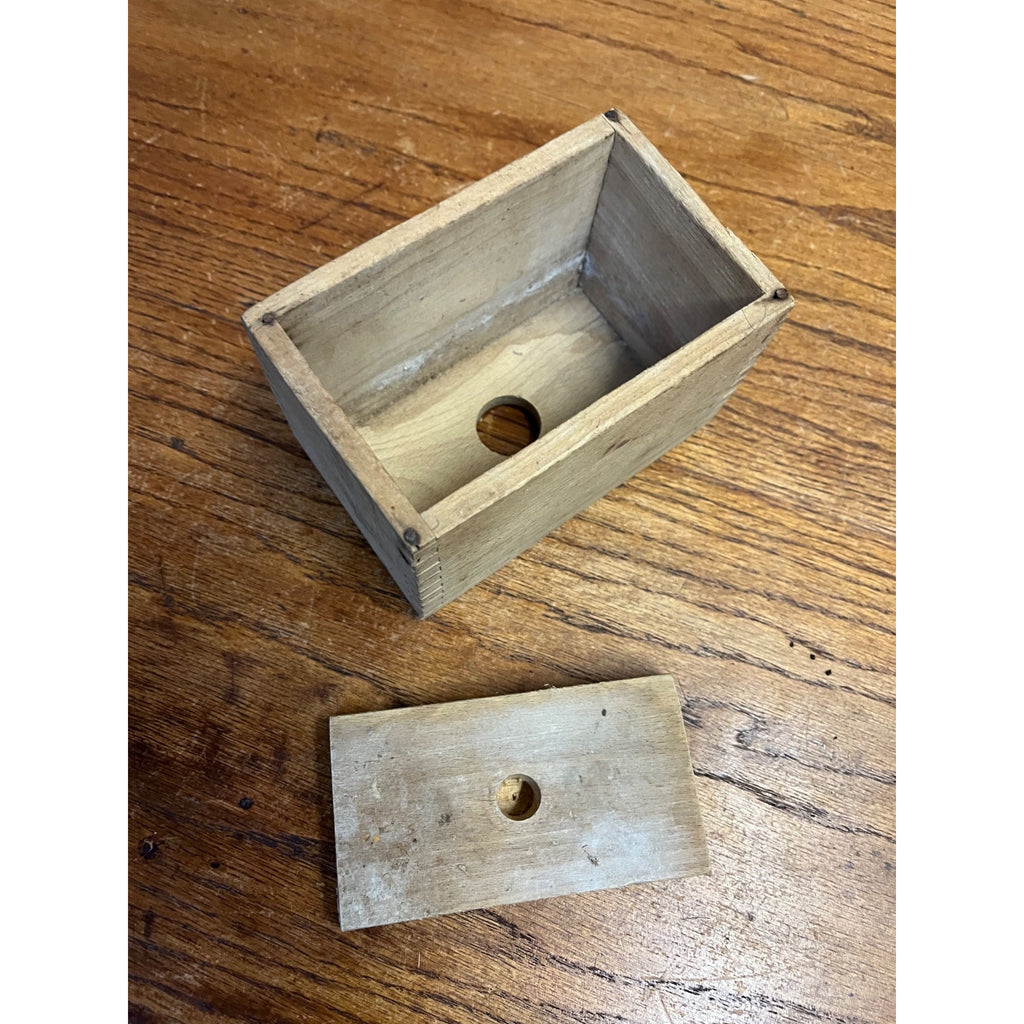 Antique Primitive Dovetailed Wooden Butter Mold Rectangular --NO Handle