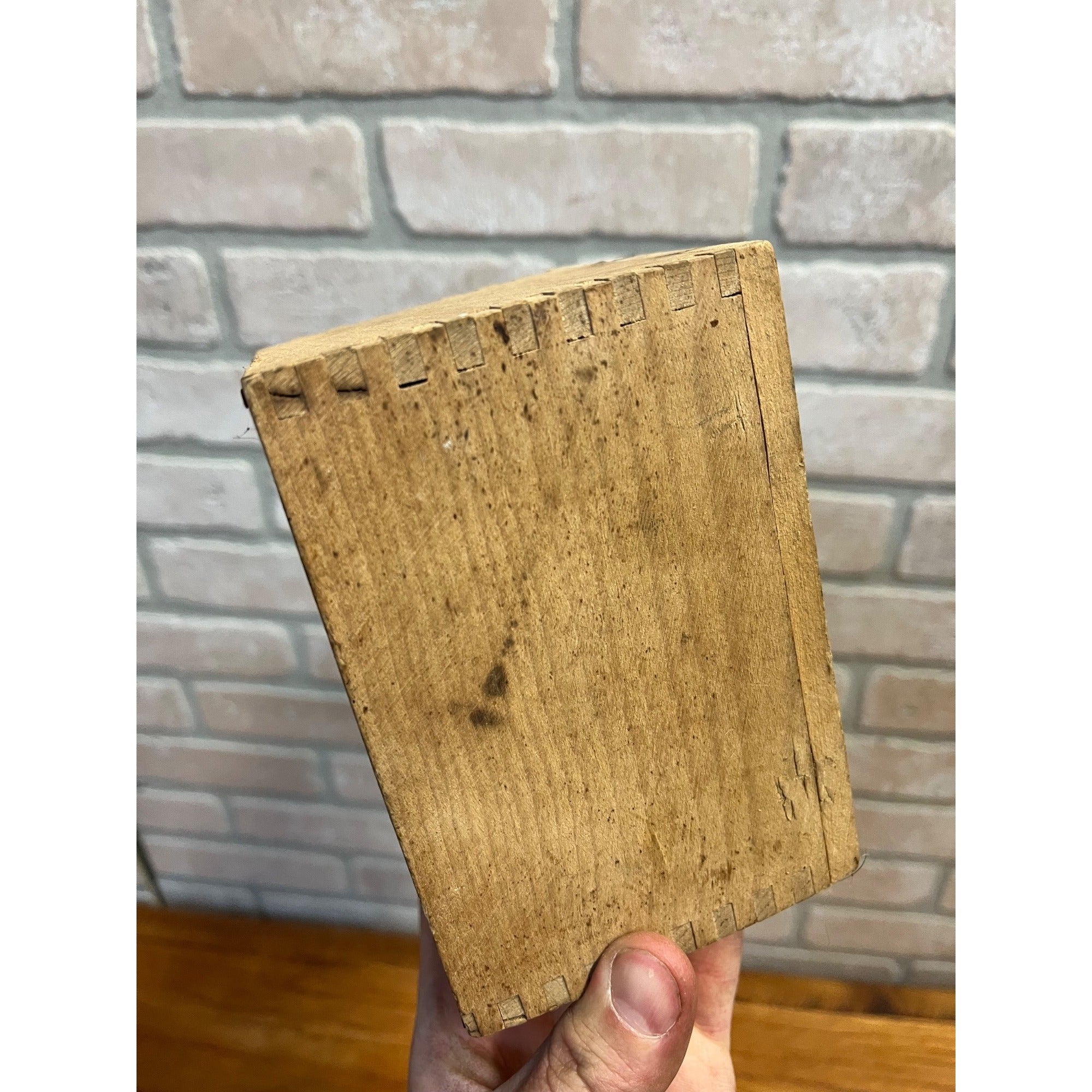 Antique Primitive Dovetailed Wooden Butter Mold Rectangular --NO Handle