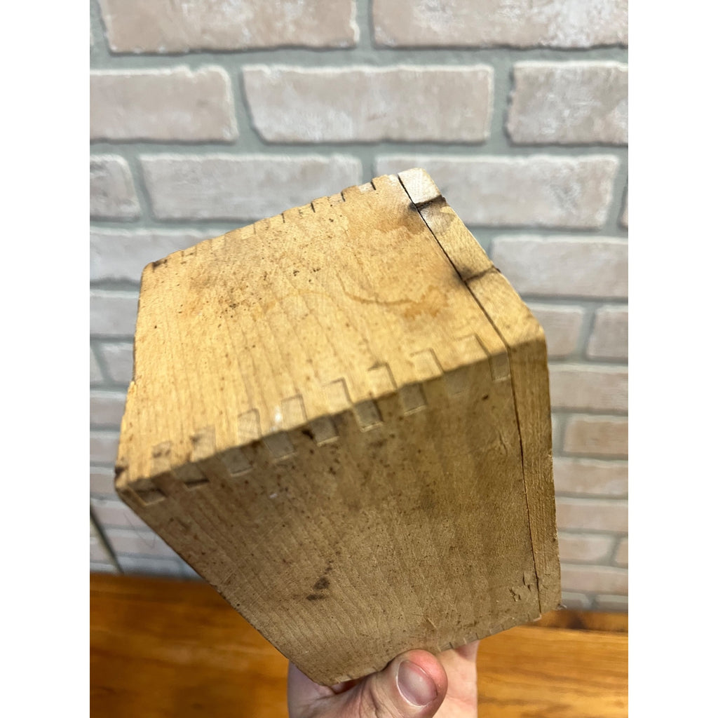 Antique Primitive Dovetailed Wooden Butter Mold Rectangular --NO Handle