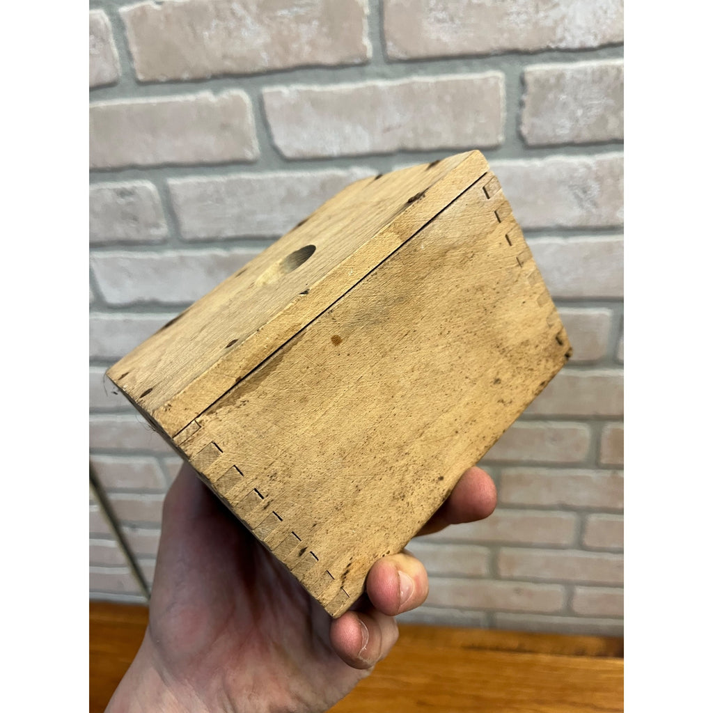 Antique Primitive Dovetailed Wooden Butter Mold Rectangular --NO Handle