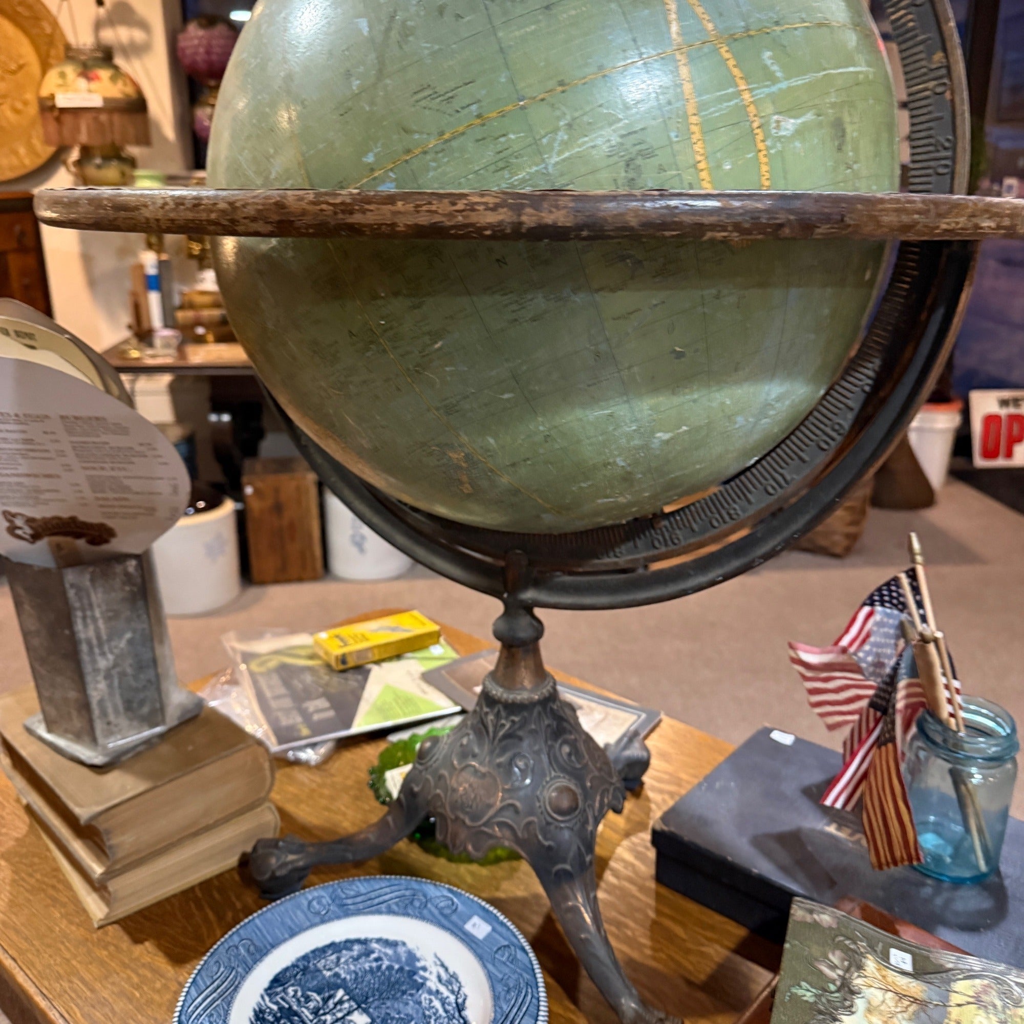 Vintage Antique Claw Footed World Globe