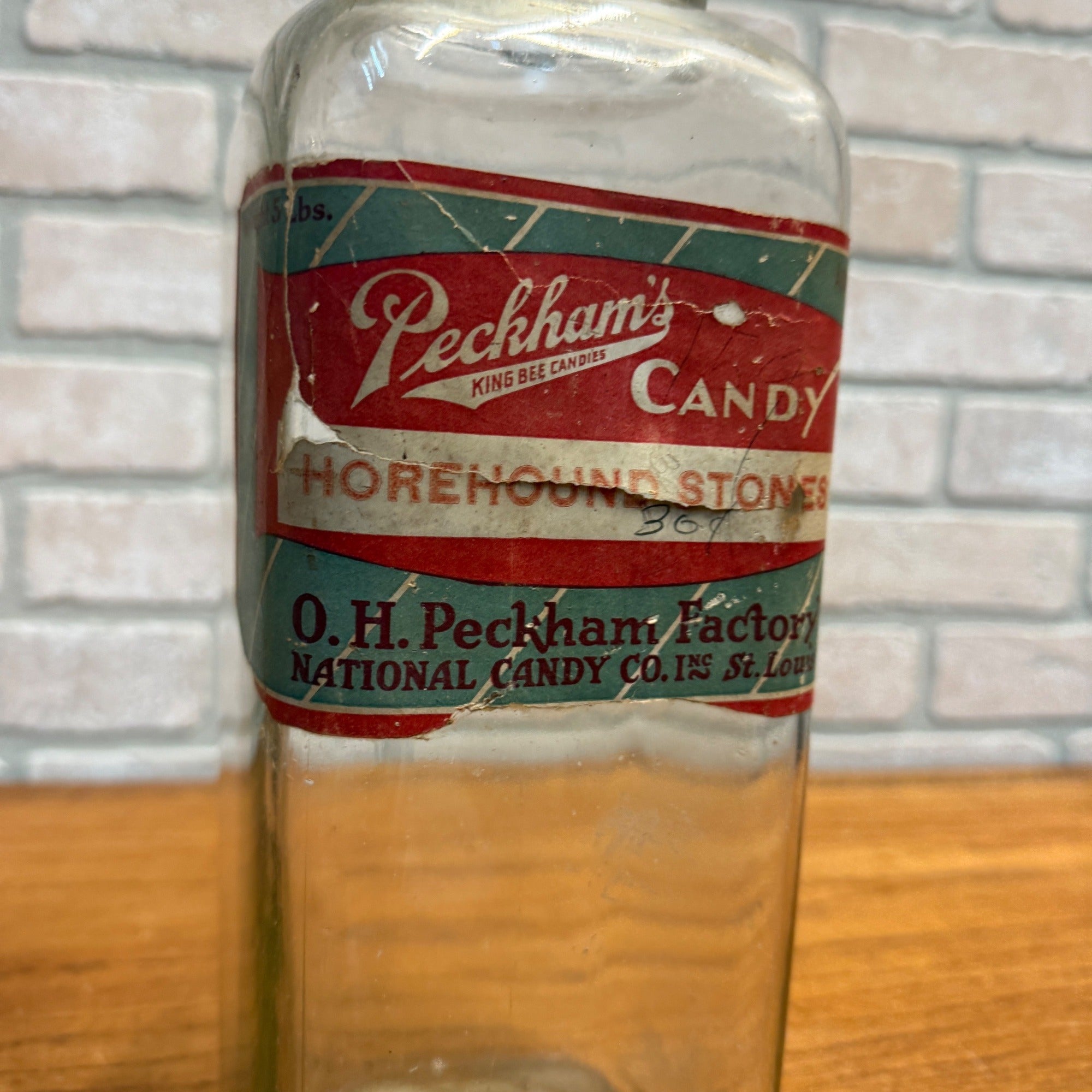 RARE Vintage Peckham's Candy Glass Confectionary Store Display Jar St Louis