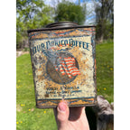 Antique Uncle Sam Americana c1920 Victorian Porico Coffee Tin Can 2lb Schotten St. Louis MO