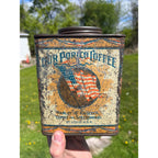 Antique Uncle Sam Americana c1920 Victorian Porico Coffee Tin Can 2lb Schotten St. Louis MO