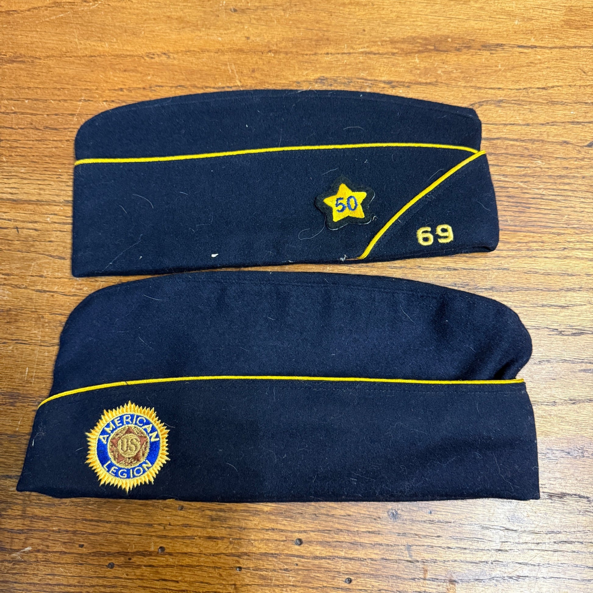 Pair American Legion Military Veteran Hats Caps Uniform Mayville Wis