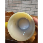 Set of 2 Fire King Yellow & Brown Stackable Milk Glass Coffee Mugs Mid Century