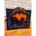 RARE Vintage Halloween 1930s Beistle 2 Sided Lantern Witch Black Cat Blue AS-IS