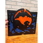 RARE Vintage Halloween 1930s Beistle 2 Sided Lantern Witch Black Cat Blue AS-IS