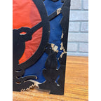 RARE Vintage Halloween 1930s Beistle 2 Sided Lantern Witch Black Cat Blue AS-IS