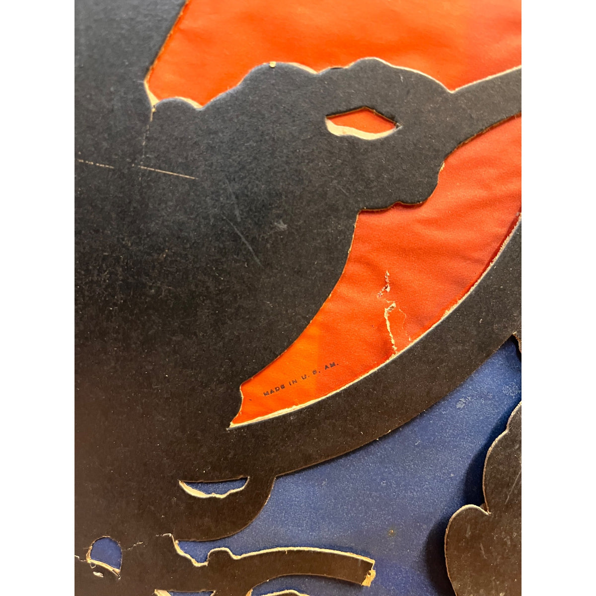 RARE Vintage Halloween 1930s Beistle 2 Sided Lantern Witch Black Cat Blue AS-IS