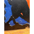 RARE Vintage Halloween 1930s Beistle 2 Sided Lantern Witch Black Cat Blue AS-IS