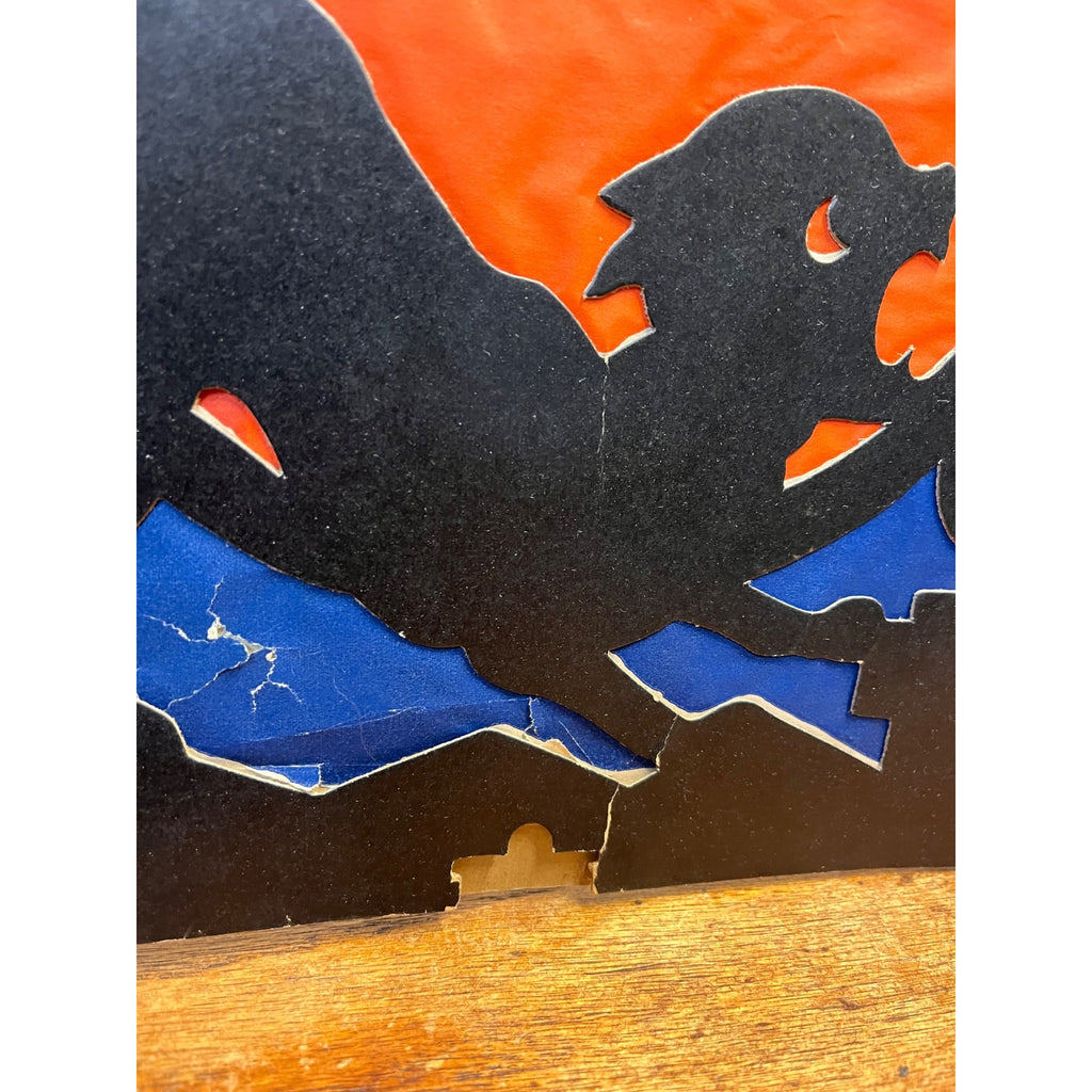 RARE Vintage Halloween 1930s Beistle 2 Sided Lantern Witch Black Cat Blue AS-IS