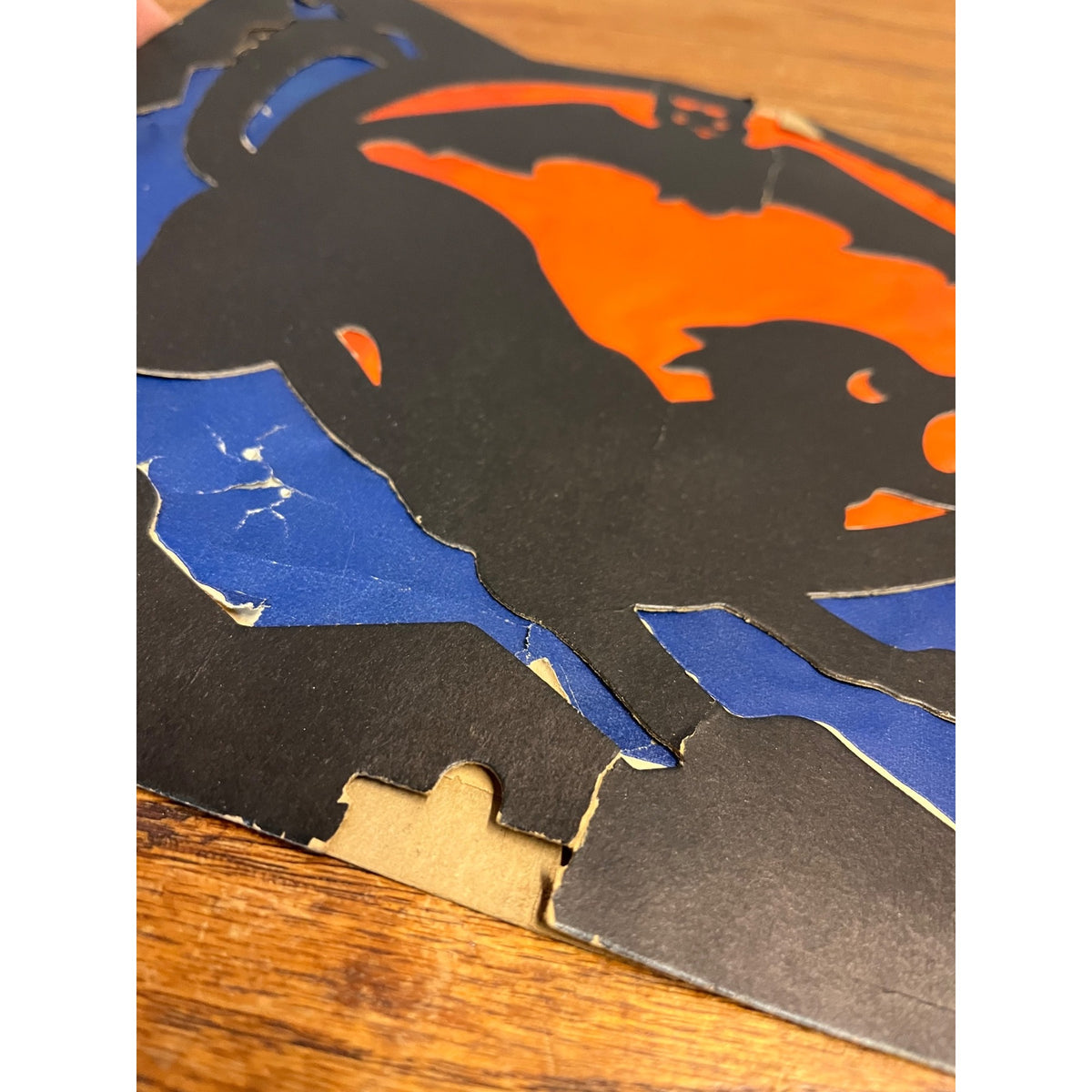 RARE Vintage Halloween 1930s Beistle 2 Sided Lantern Witch Black Cat Blue AS-IS