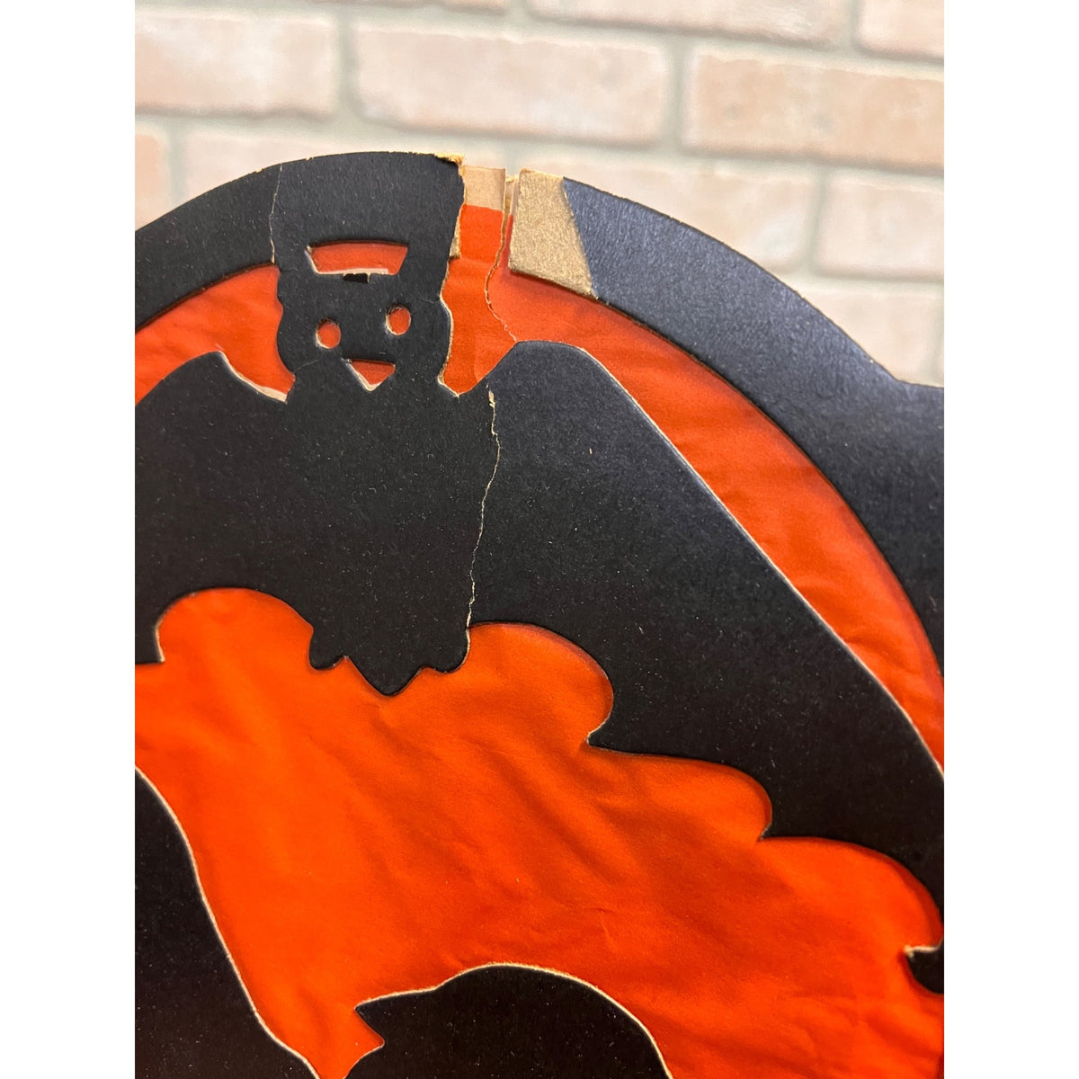 RARE Vintage Halloween 1930s Beistle 2 Sided Lantern Witch Black Cat Blue AS-IS