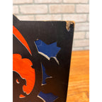 RARE Vintage Halloween 1930s Beistle 2 Sided Lantern Witch Black Cat Blue AS-IS