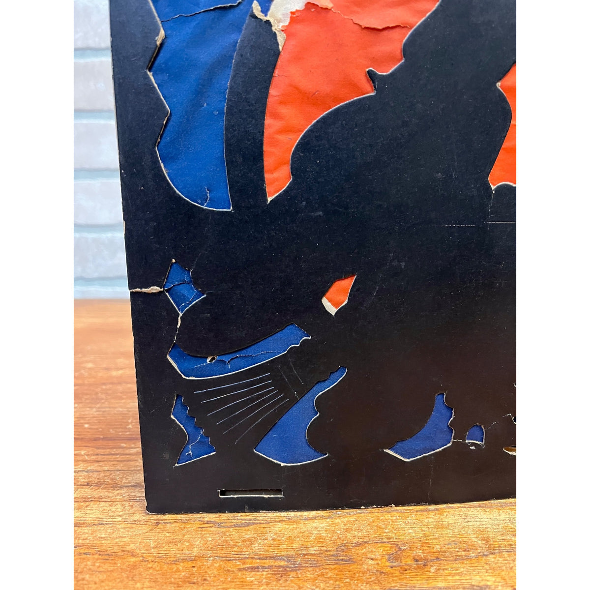 RARE Vintage Halloween 1930s Beistle 2 Sided Lantern Witch Black Cat Blue AS-IS