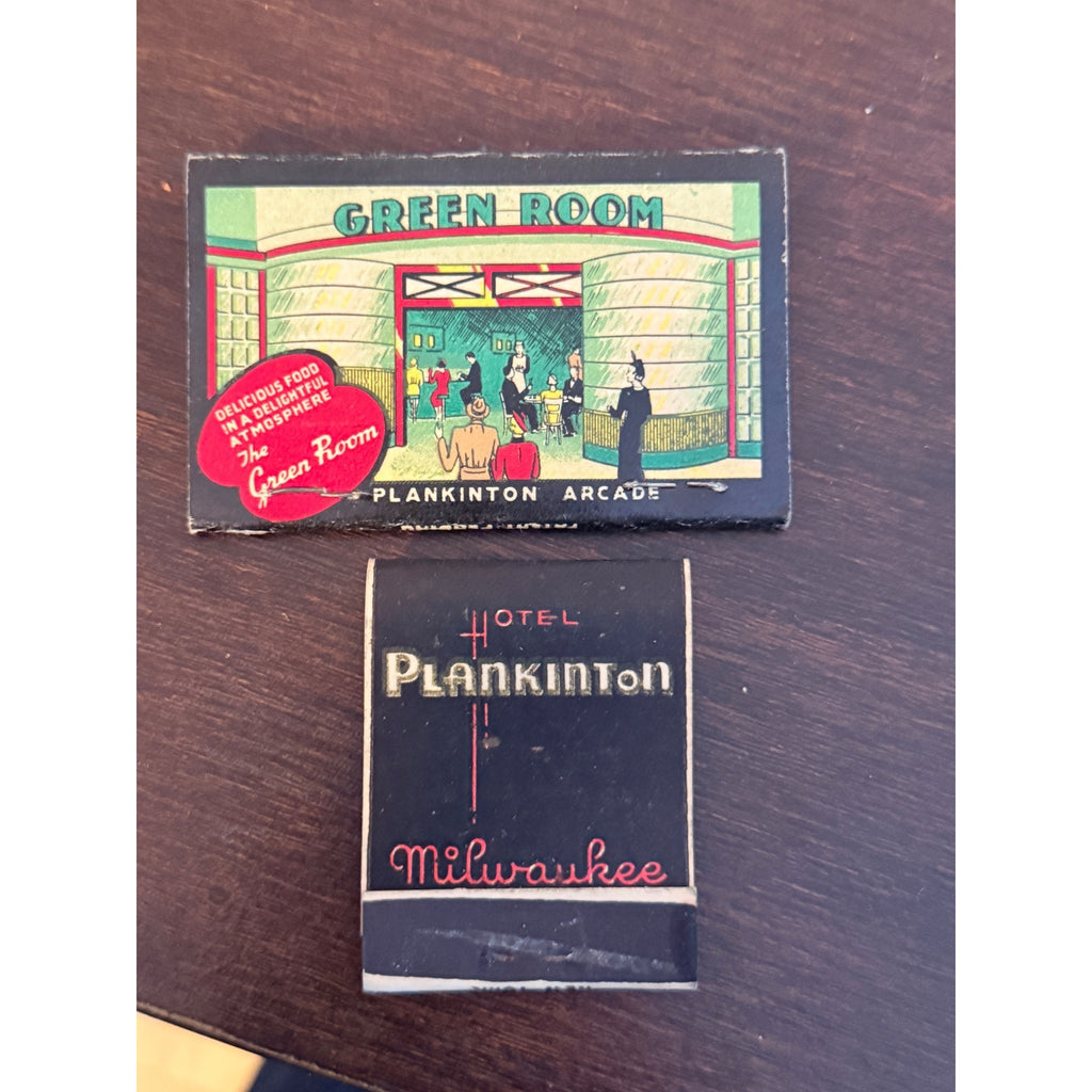Vintage Plankinton Arcade Milwaukee Wis Green Red Room UNSTRUCK Matchbook FULL