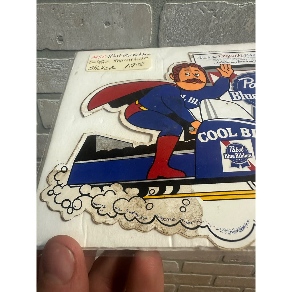 Vintage 1970s Pabst Blue Ribbon Cool Blue Snowmobile Decal Sticker Advertising