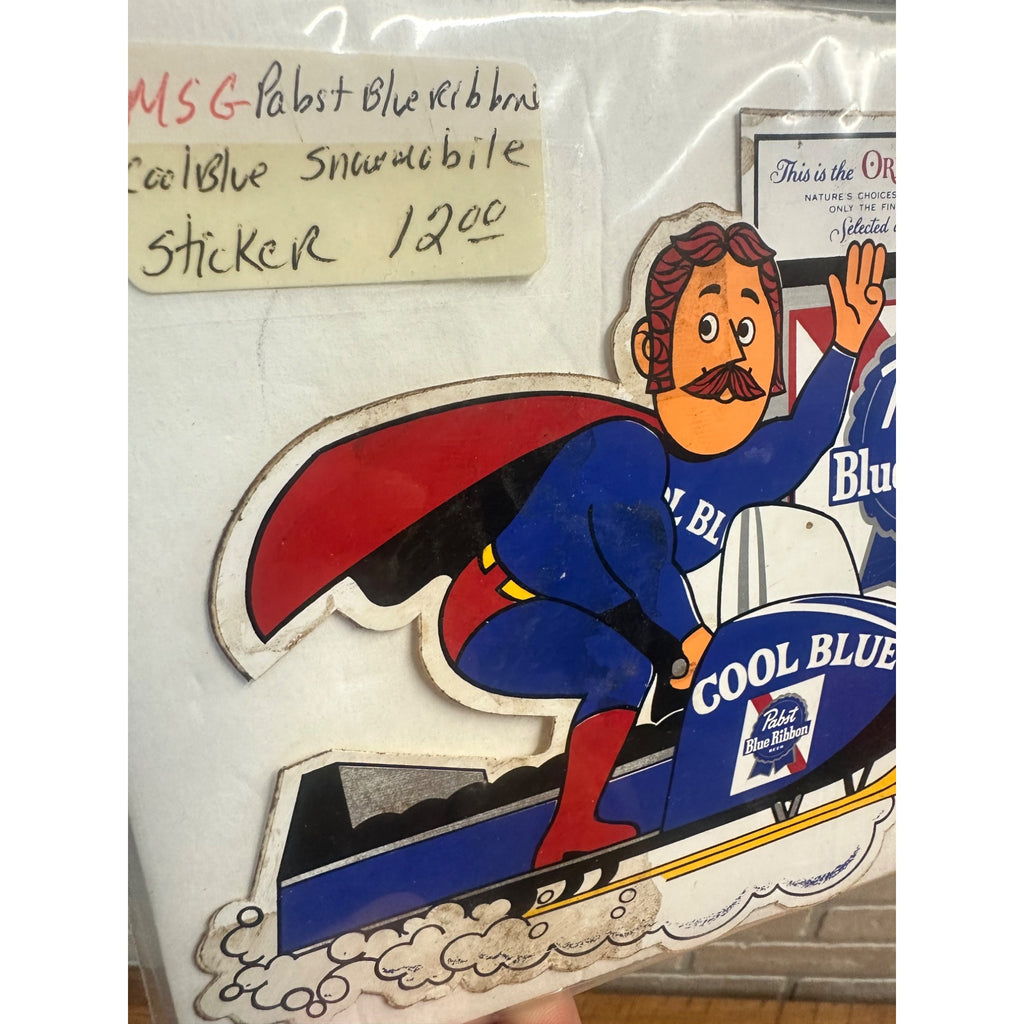 Vintage 1970s Pabst Blue Ribbon Cool Blue Snowmobile Decal Sticker Advertising