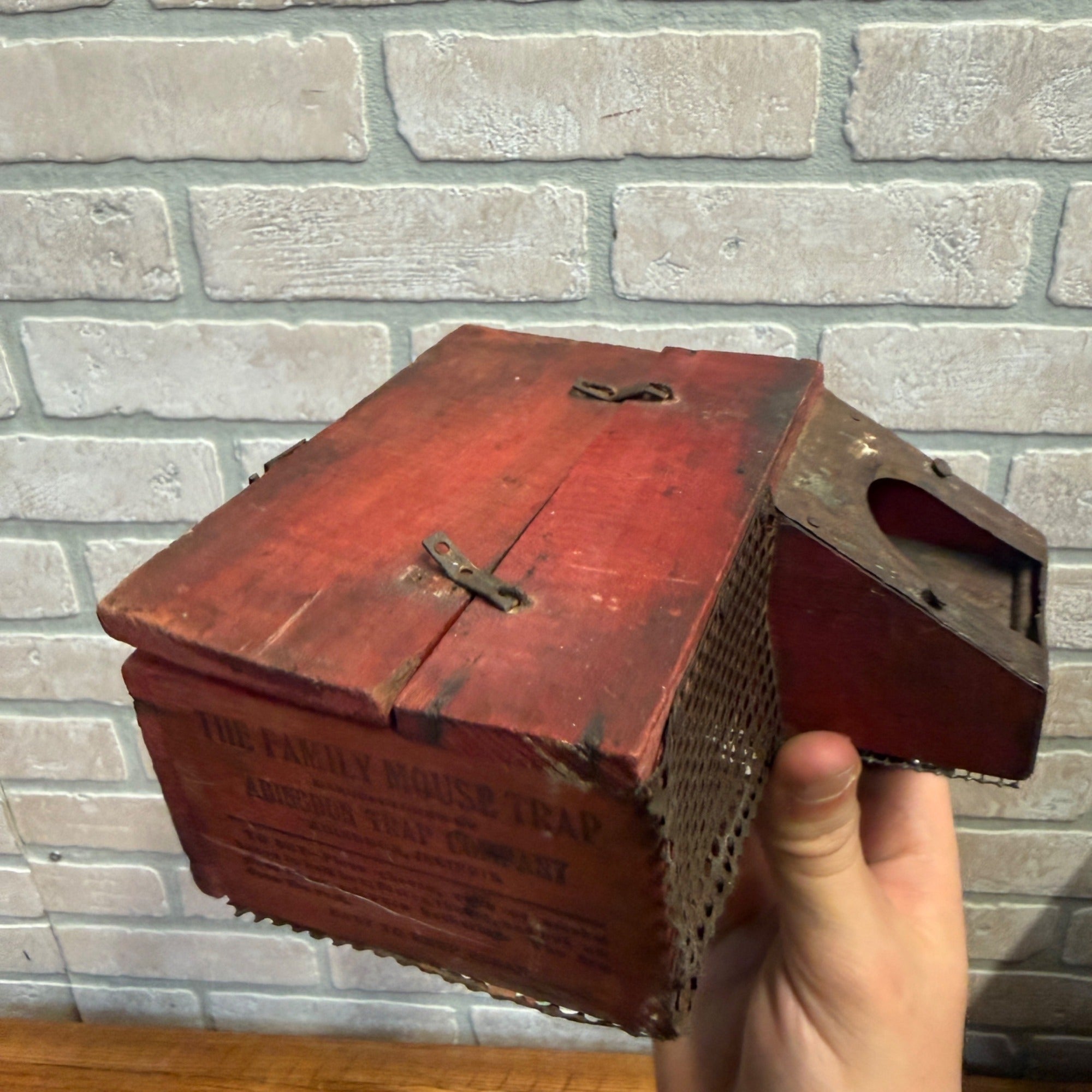 RARE RARE Primitive Antique 19th c. Abingdon Family Mouse Trap Wood Illinois