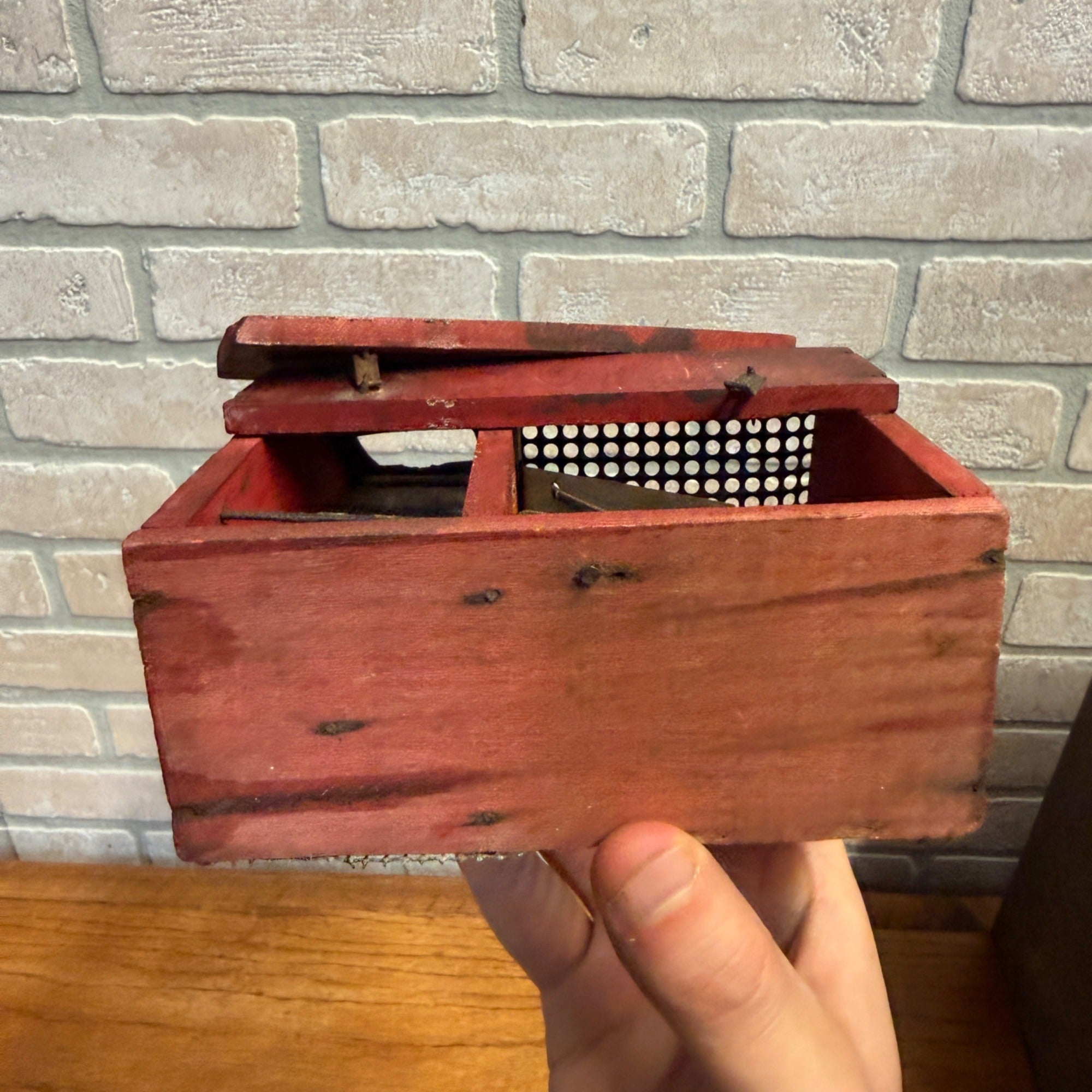 RARE RARE Primitive Antique 19th c. Abingdon Family Mouse Trap Wood Illinois