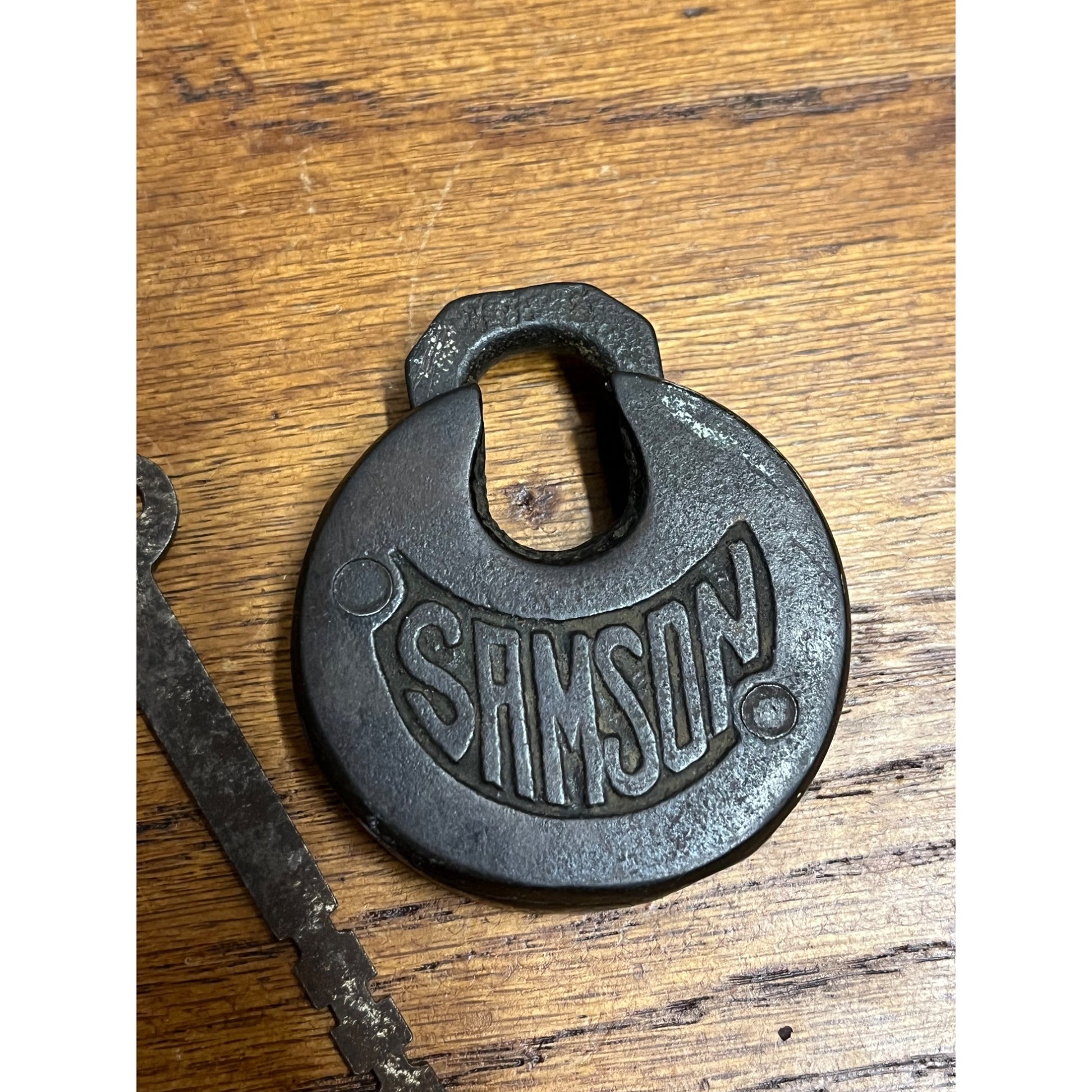Vintage Antique Old Samson US Padlock With Key Lock Cast Iron