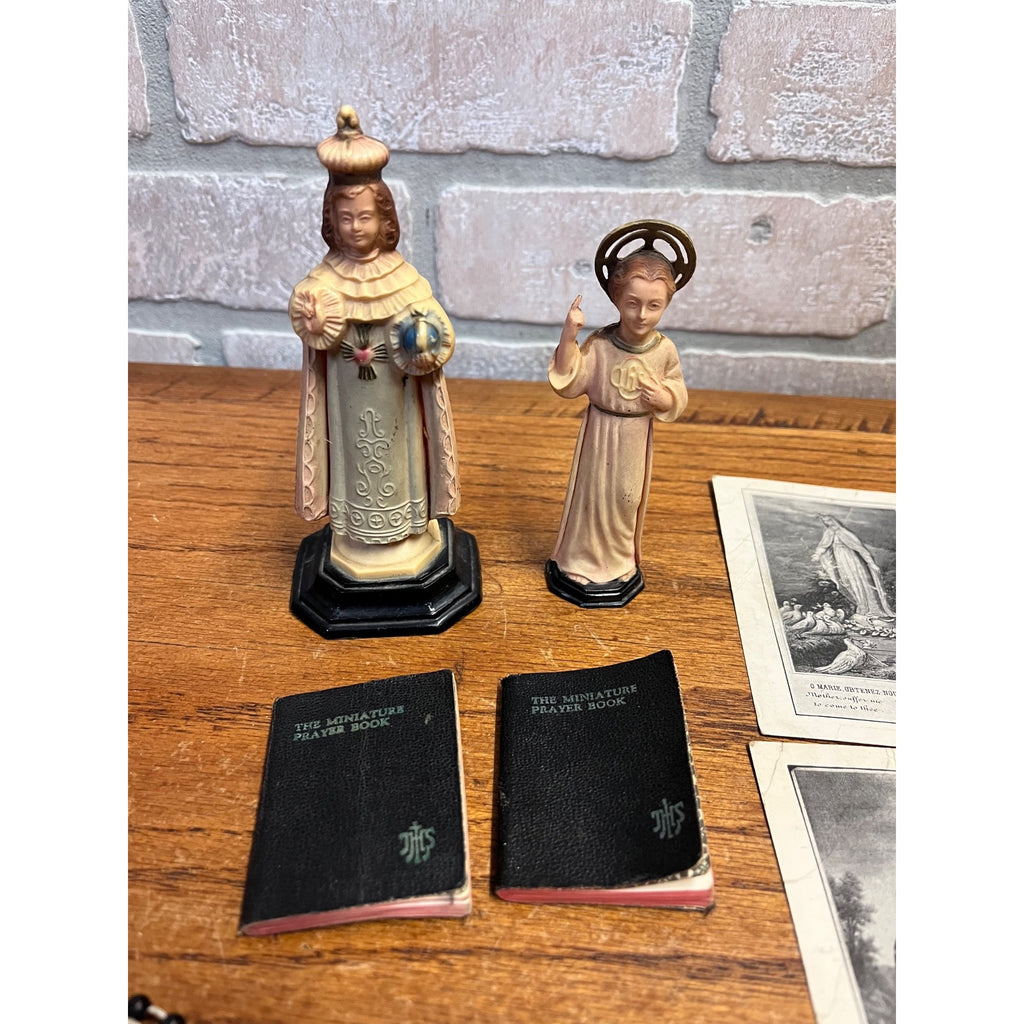 Vintage Black Beaded Rosaries Catholic Religious Relics Lot Rosary Prayer Books