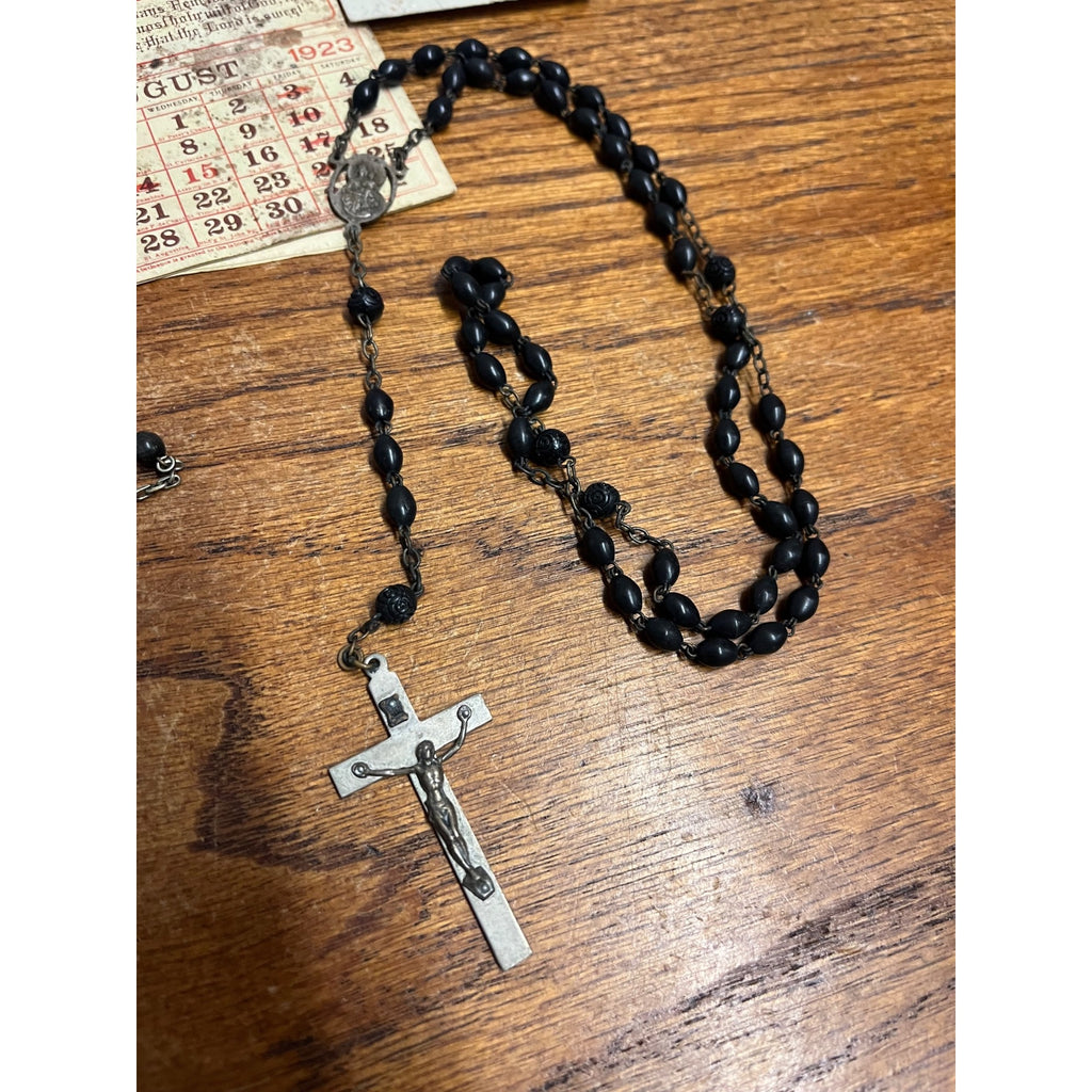 Vintage Black Beaded Rosaries Catholic Religious Relics Lot Rosary Prayer Books